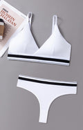 Femmeease - Seamless Sports Bra and Thong Set Free Size - White