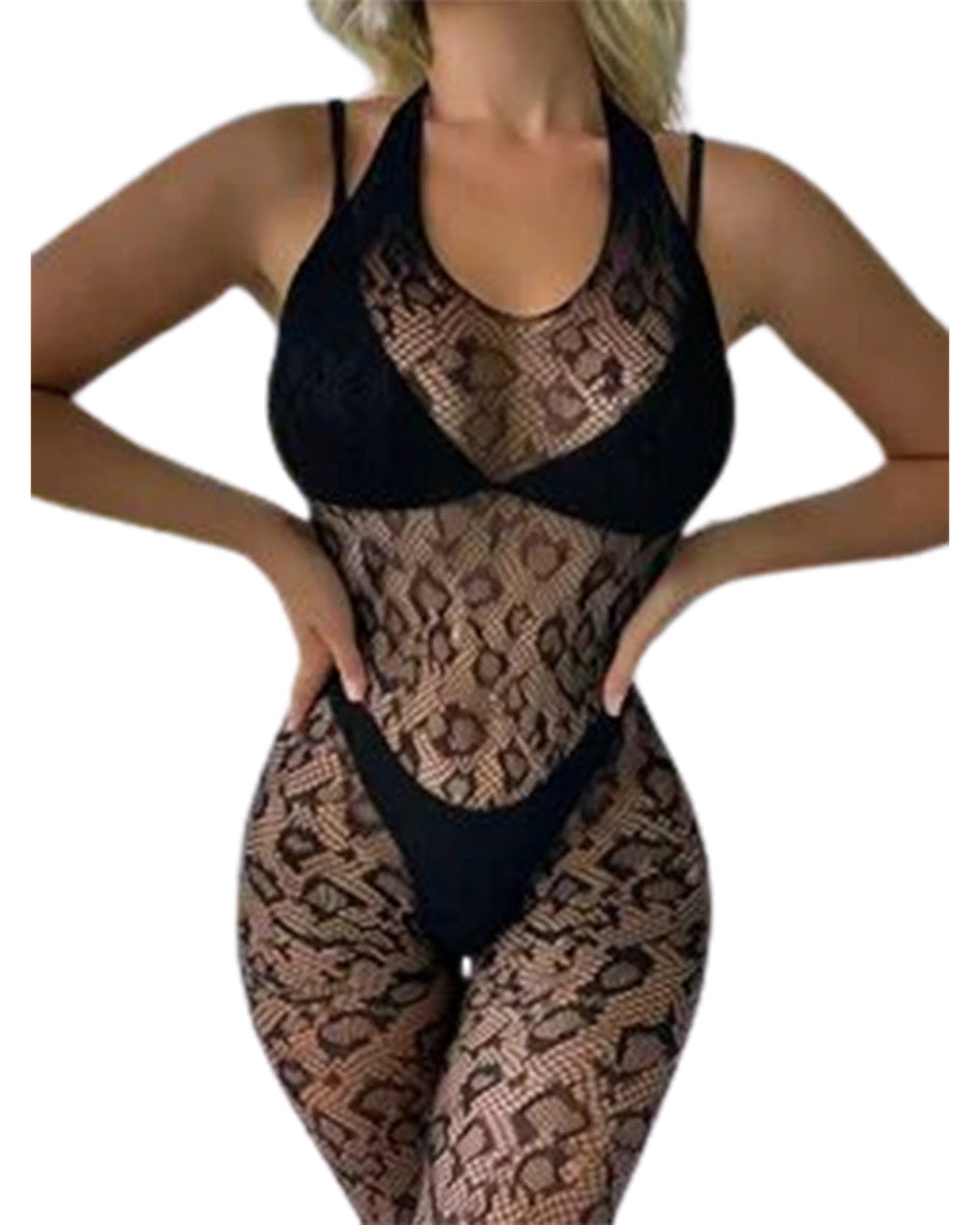 Jaguar Pattern Full Body Transparent Stocking
