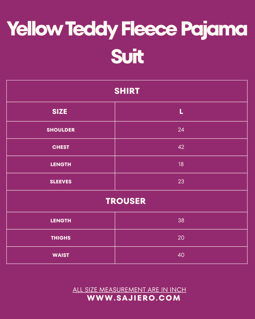 Yellow Teddy Fleece Pajama Suit