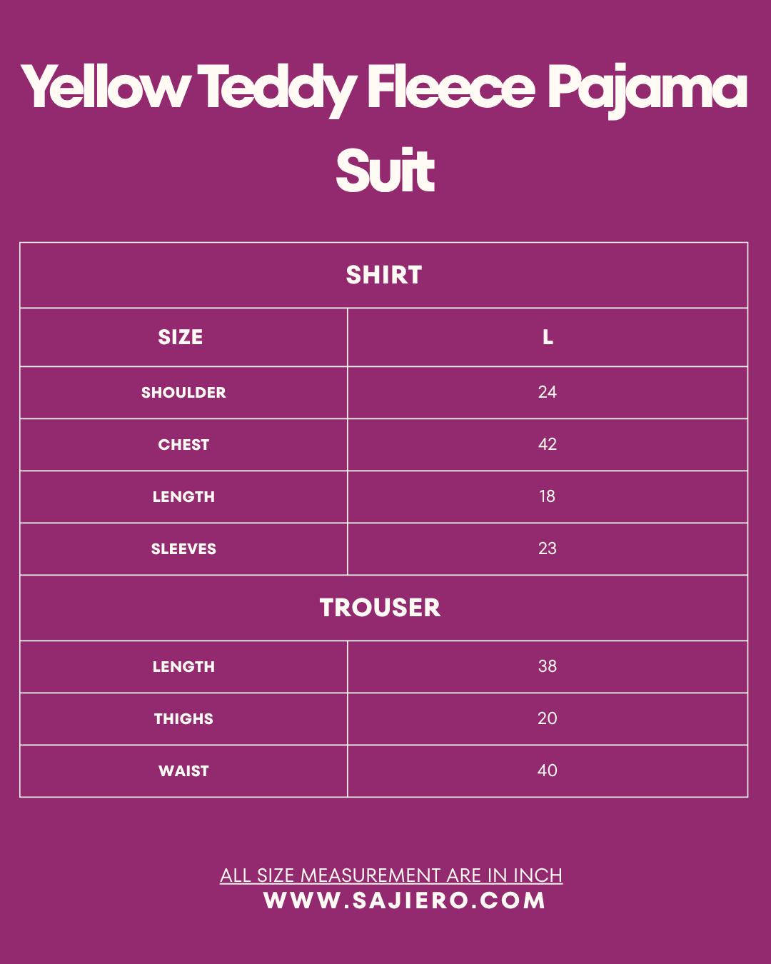 Yellow Teddy Fleece Pajama Suit