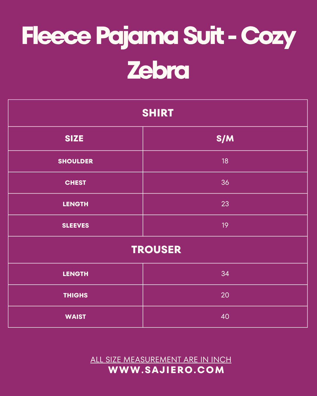 Fleece Pajama Suit - Cozy Zebra