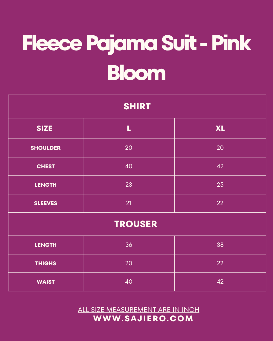 Fleece Pajama Suit - Pink Bloom