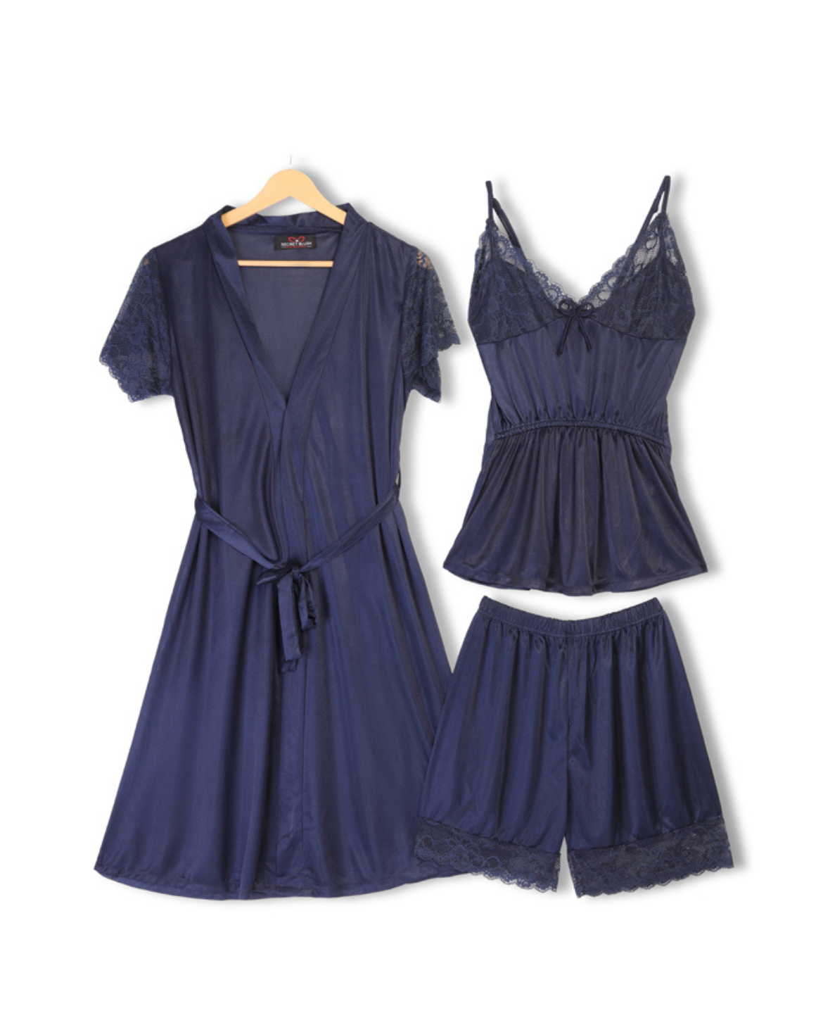 Silk Pajama Suit with Gown - Midnight Blush