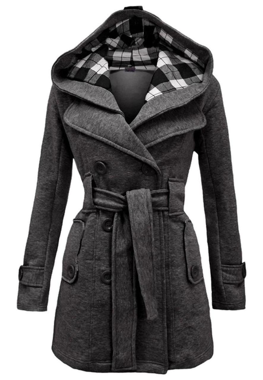 Fleece Double Breasted Waist Belt Long Coat