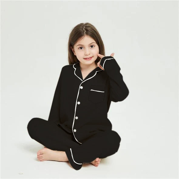 Femmeease - Kids Comfy Linen PJ Sets - Black