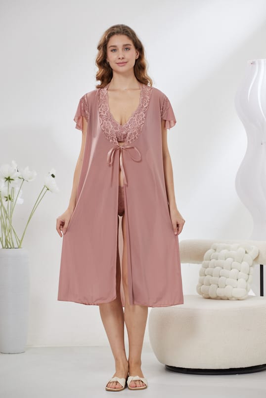 6-Piece Satin Nightwear Set - Marvella Pink