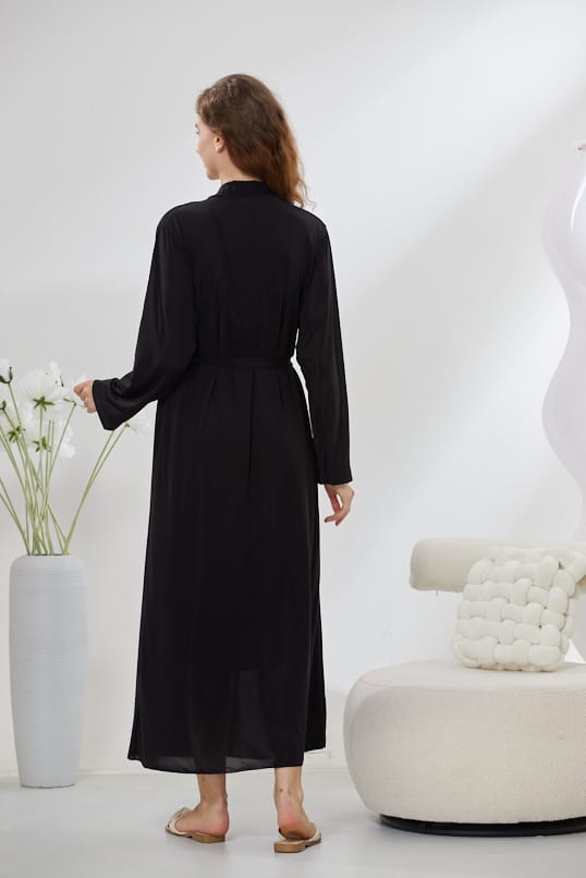 4-Piece Satin Nightwear Set - Rosvian Black