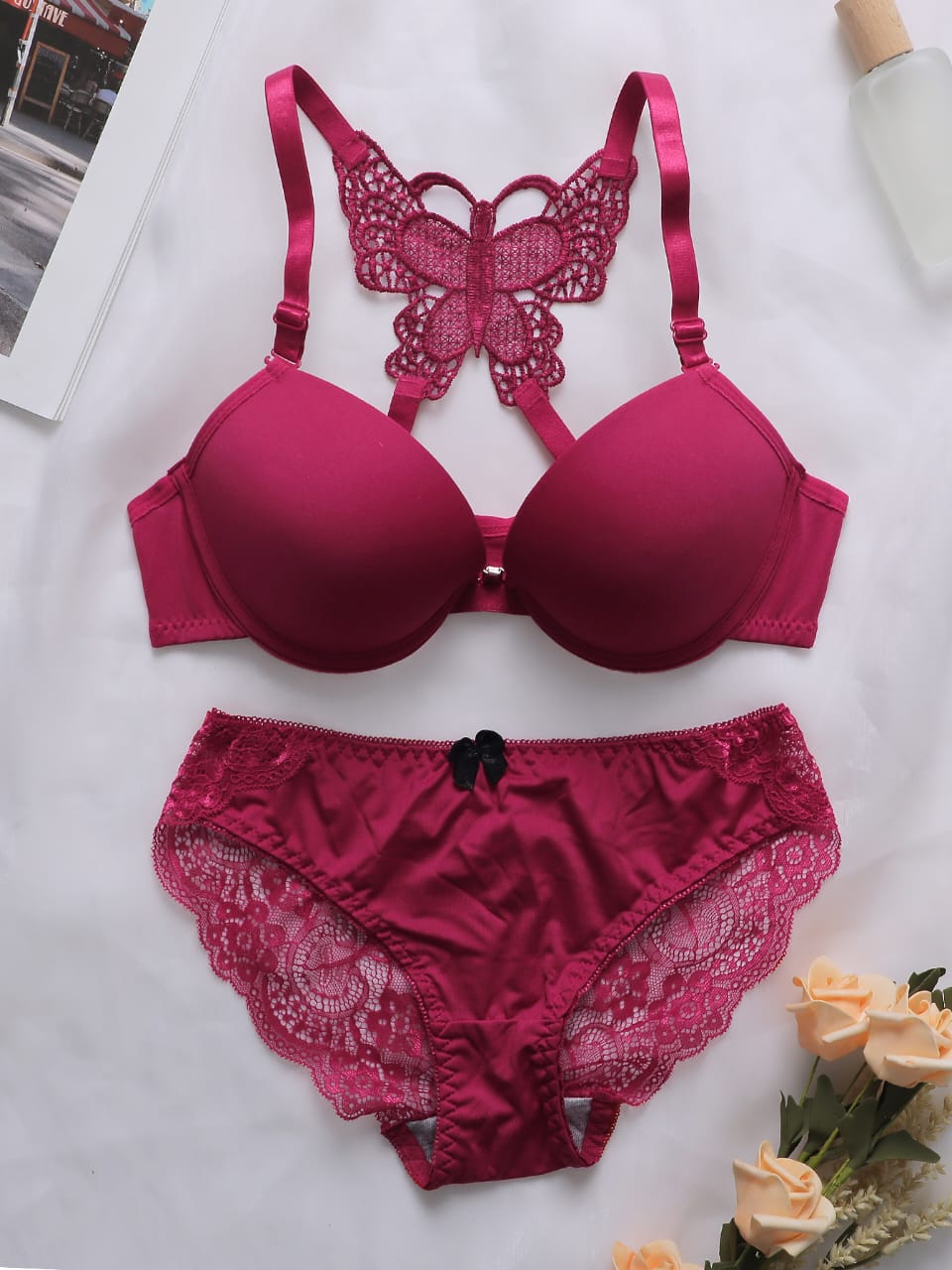 Femmeease - Butterfly  Front lock Bra panty set