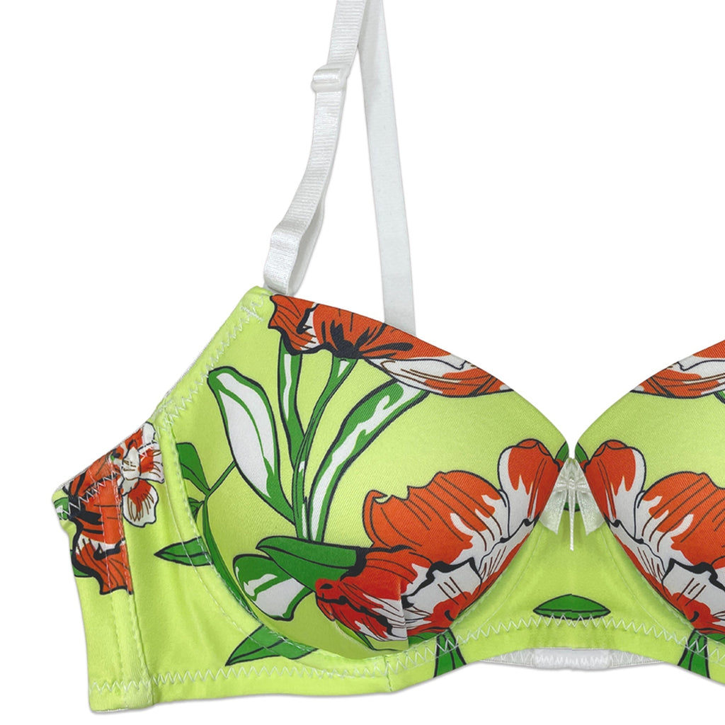 Padded Bra Set - Green Floral