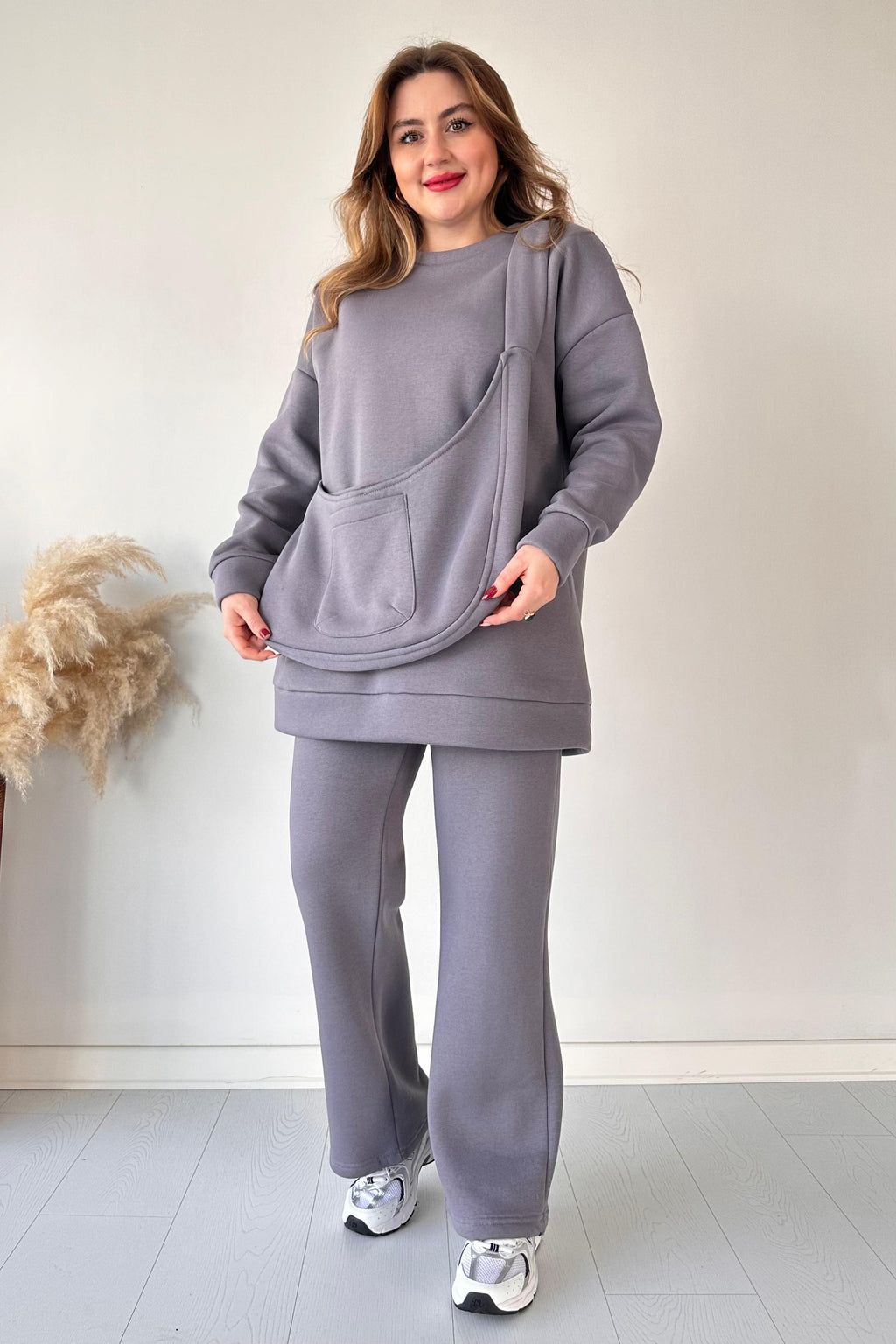 Rich Fleece Casual Drop Shoulder Tracksuit Suit With Bag