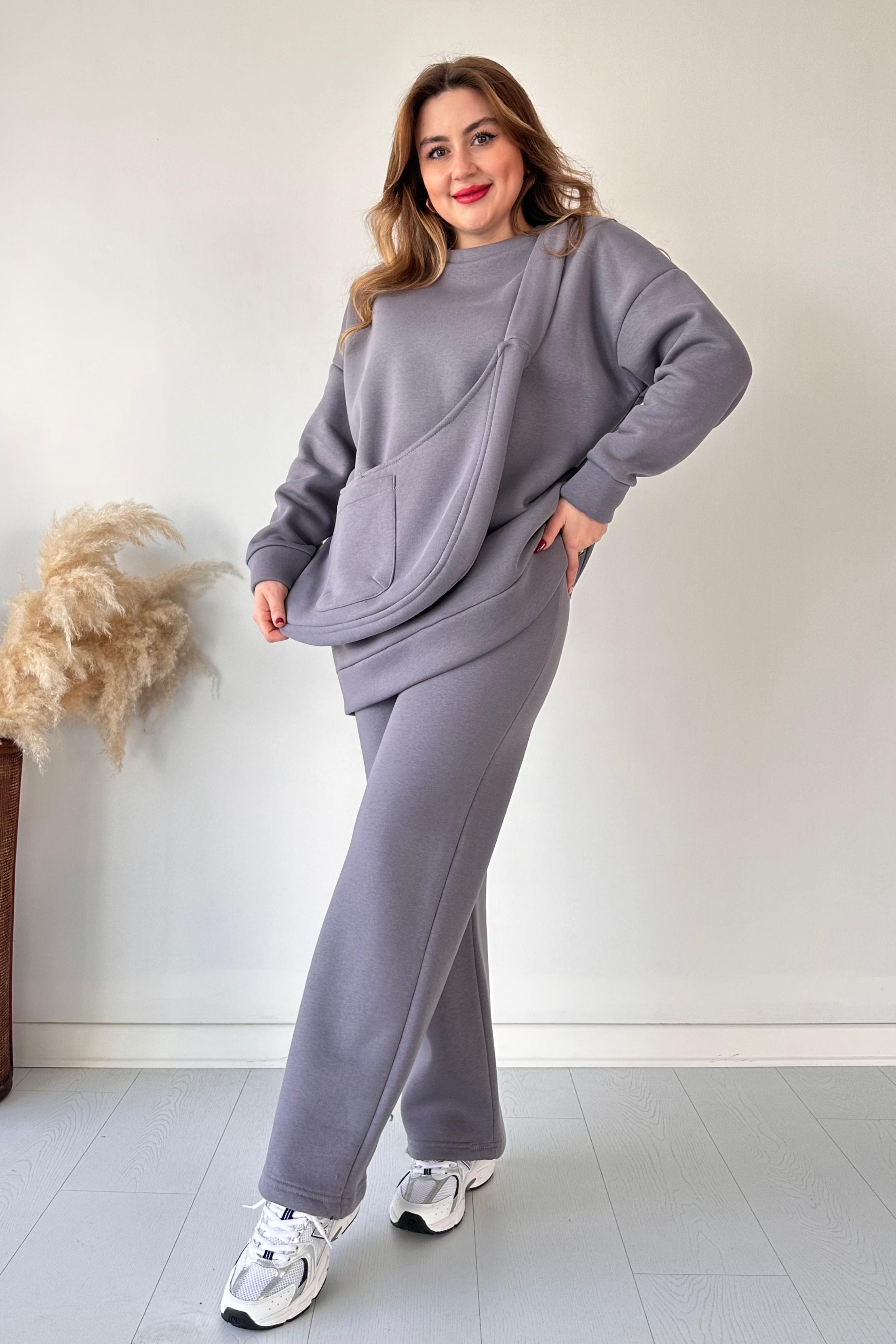 Rich Fleece Casual Drop Shoulder Tracksuit Suit With Bag