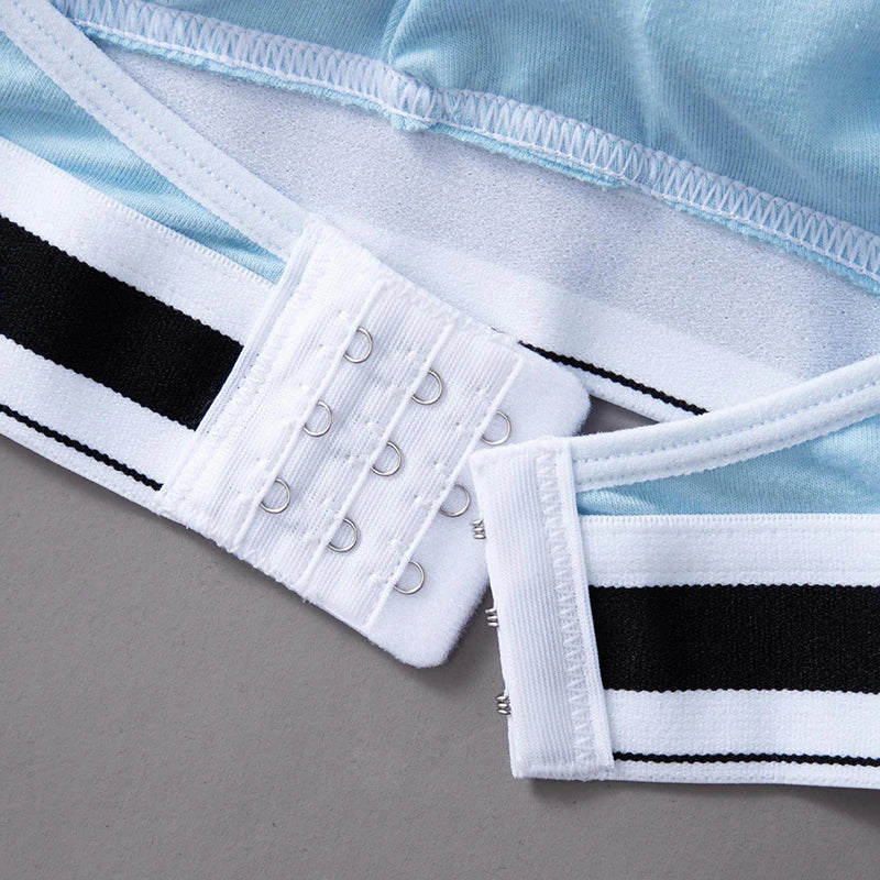 Femmeease - Seamless Sports Bra and Thong Set Free Size - Blue