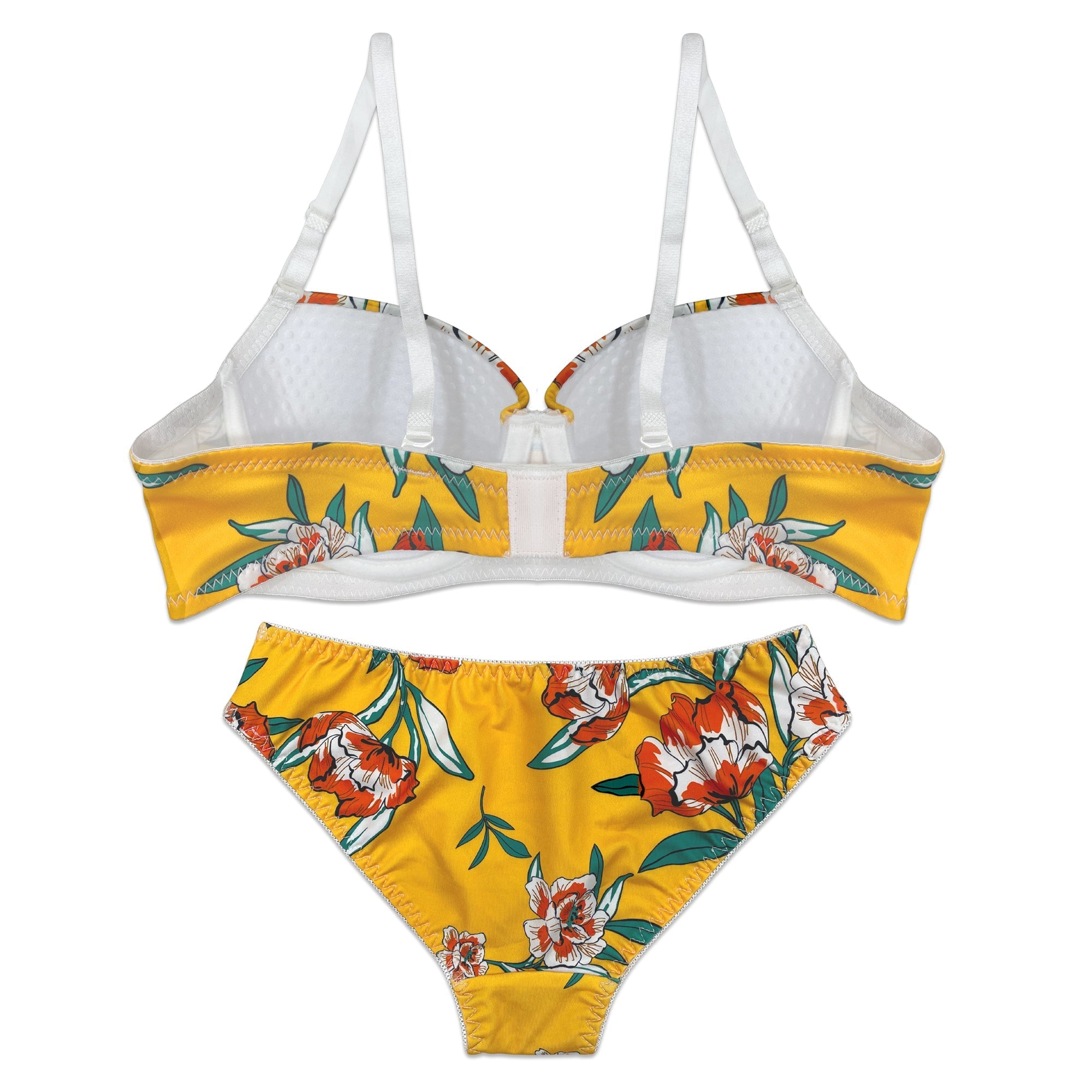 Padded Bra Set - Yellow Floral